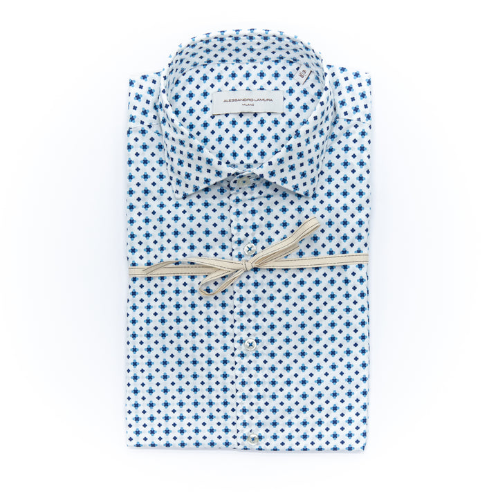 Camicia Fantasia Microfiori Blu