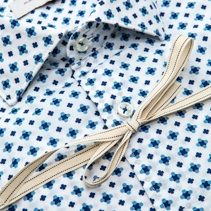 Camicia Fantasia Microfiori Blu