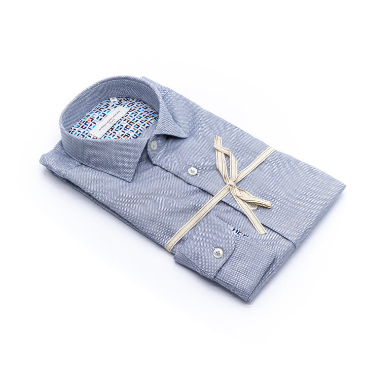 White Shirt Embroidered with Black Floral Details