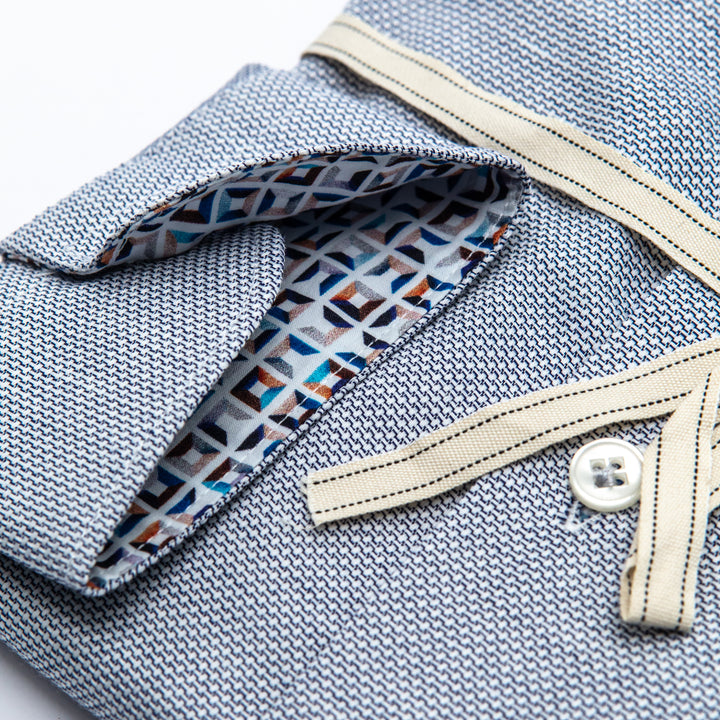 White Shirt Embroidered with Black Floral Details