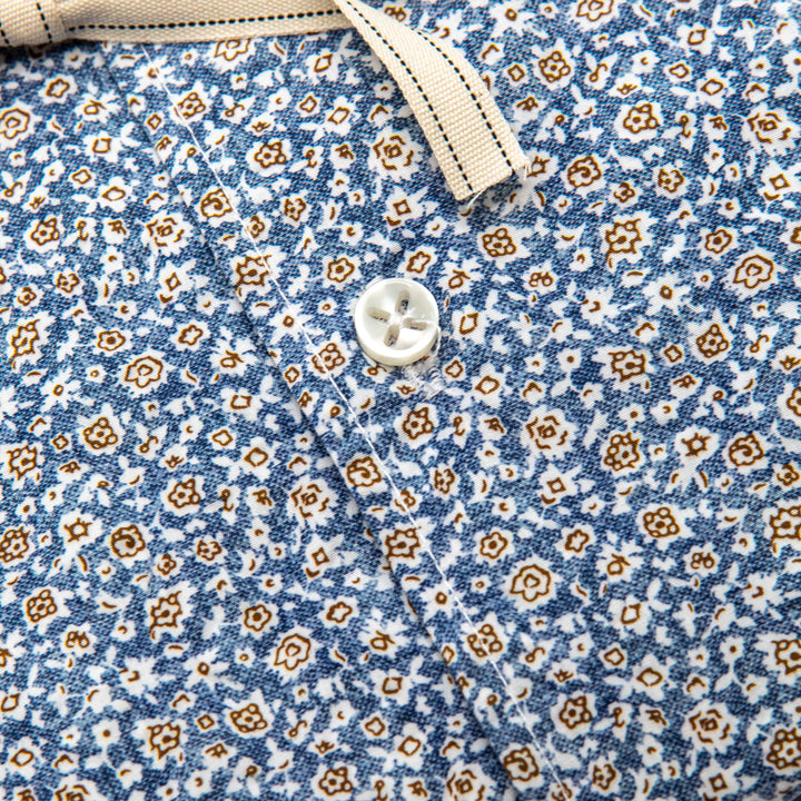 Camicia Microfantasia Floreale Azzurra