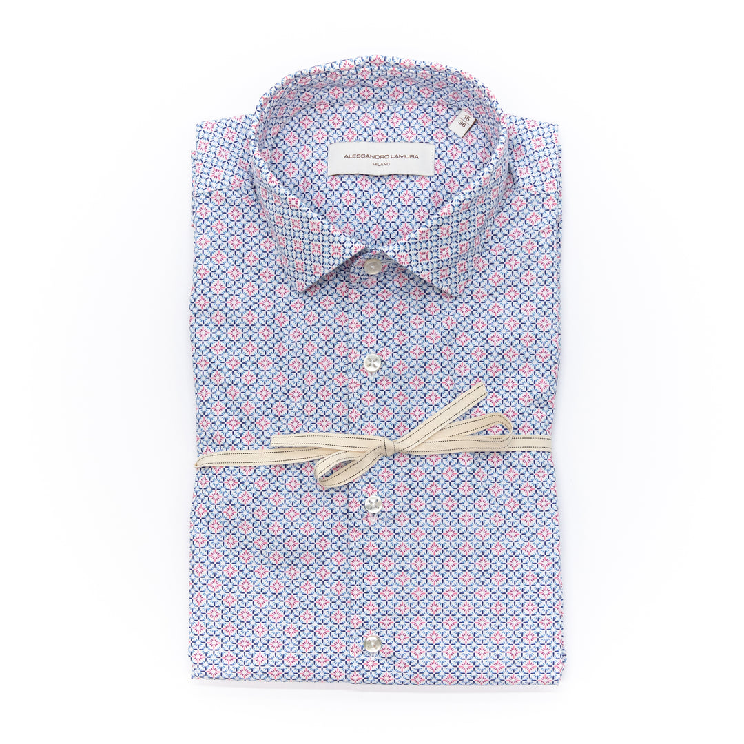White Shirt Embroidered with Black Floral Details