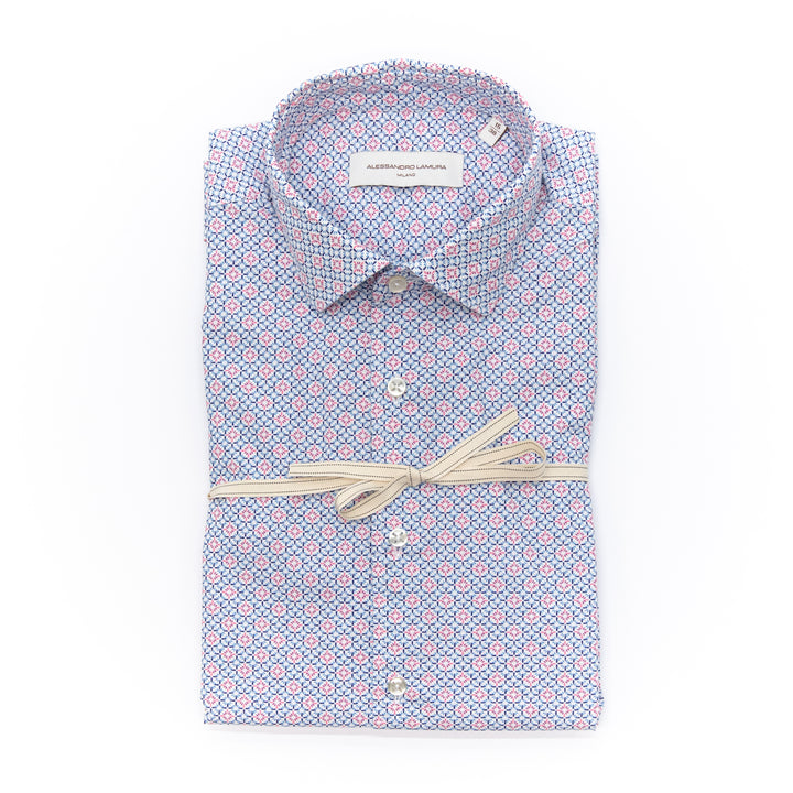White Shirt Embroidered with Black Floral Details