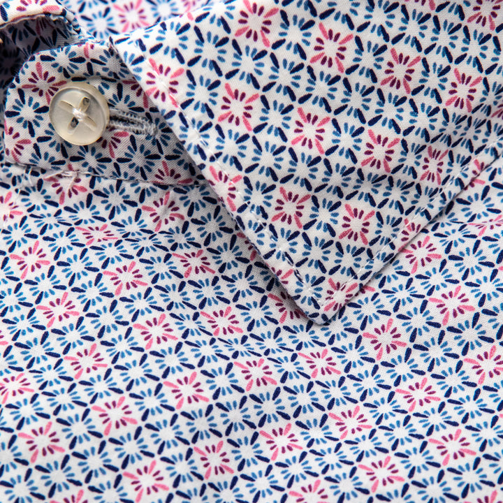 White Shirt Embroidered with Black Floral Details