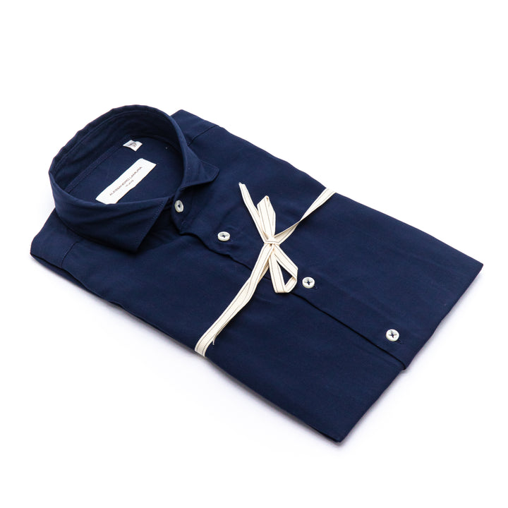 Camicia Blu Notte in Cotone Satin