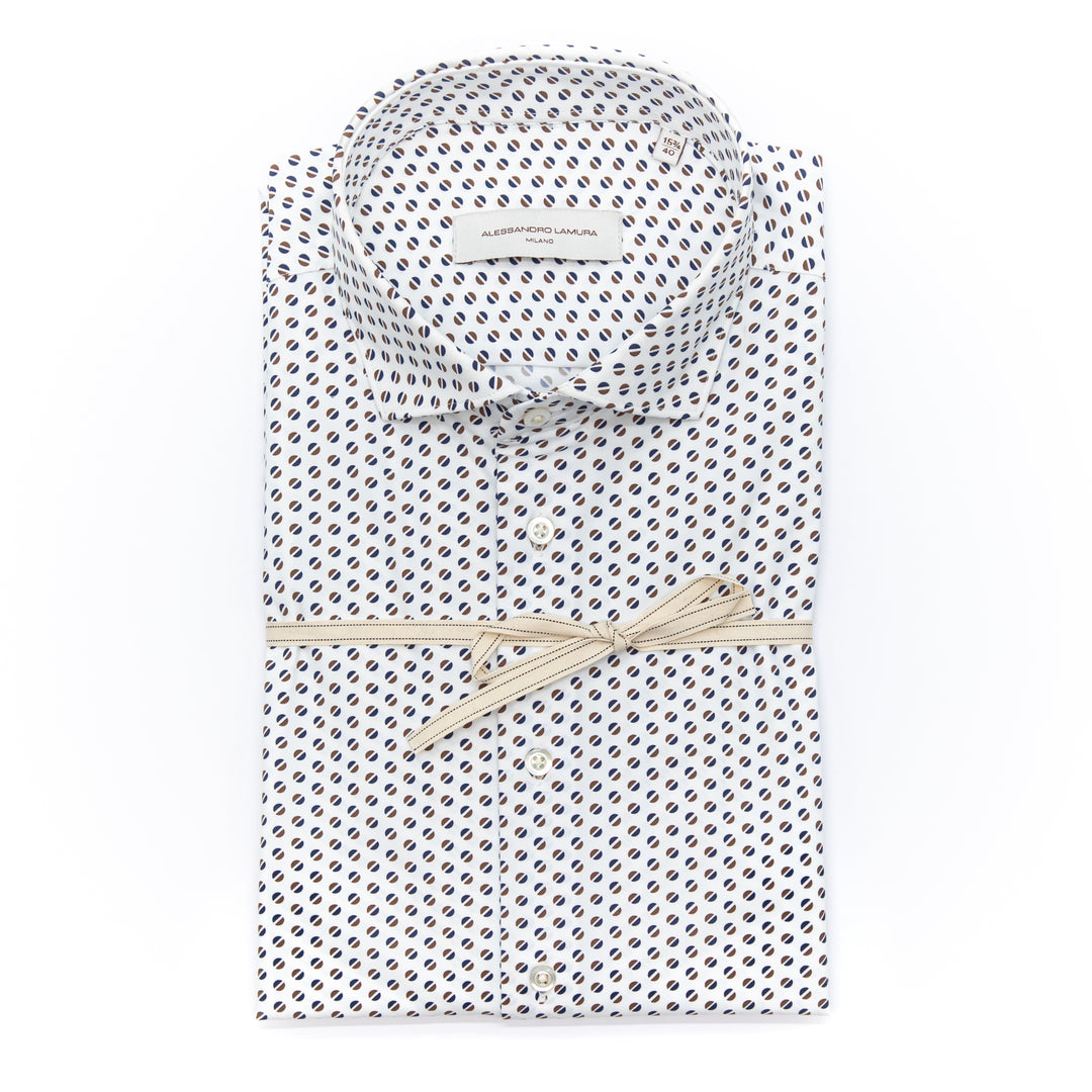 White Shirt Embroidered with Black Floral Details