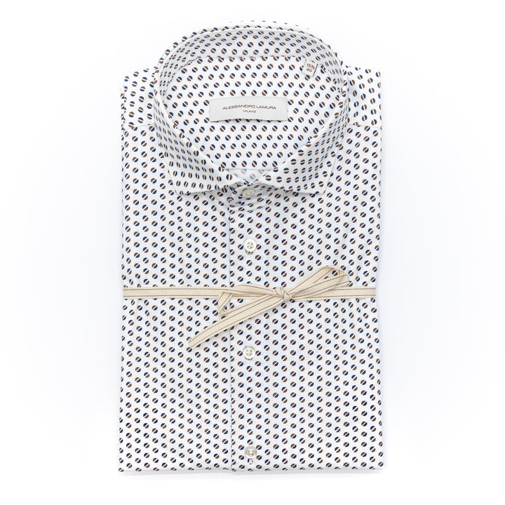 White Shirt Embroidered with Black Floral Details