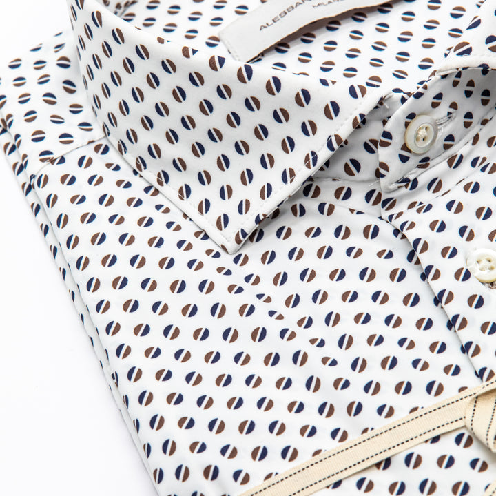 White Shirt Embroidered with Black Floral Details