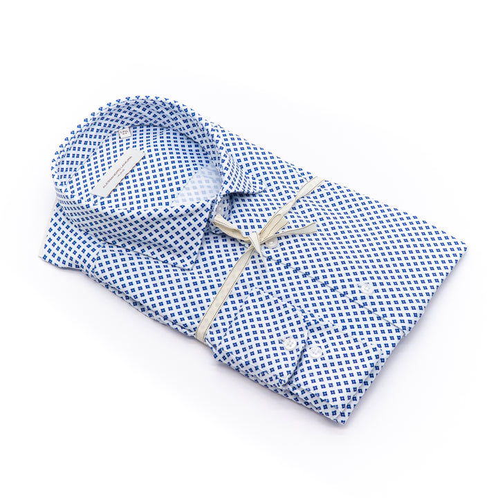 Camicia Azzurra Microfantasia Floreale