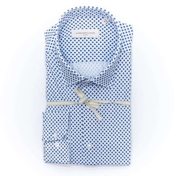 Camicia Azzurra Microfantasia Floreale