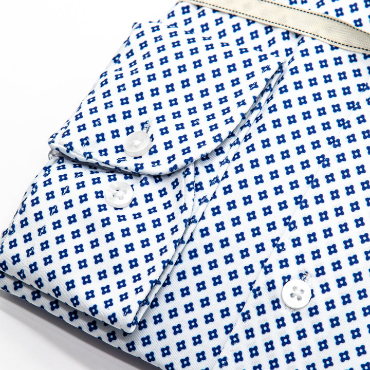 Camicia Azzurra Microfantasia Floreale