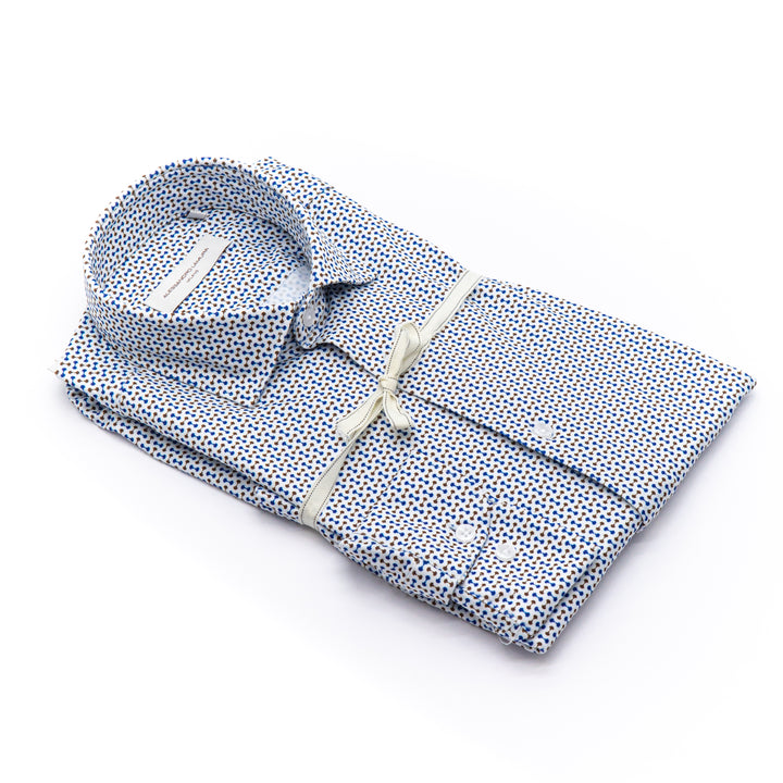 Camicia Microfantasia Azzurra e Marrone