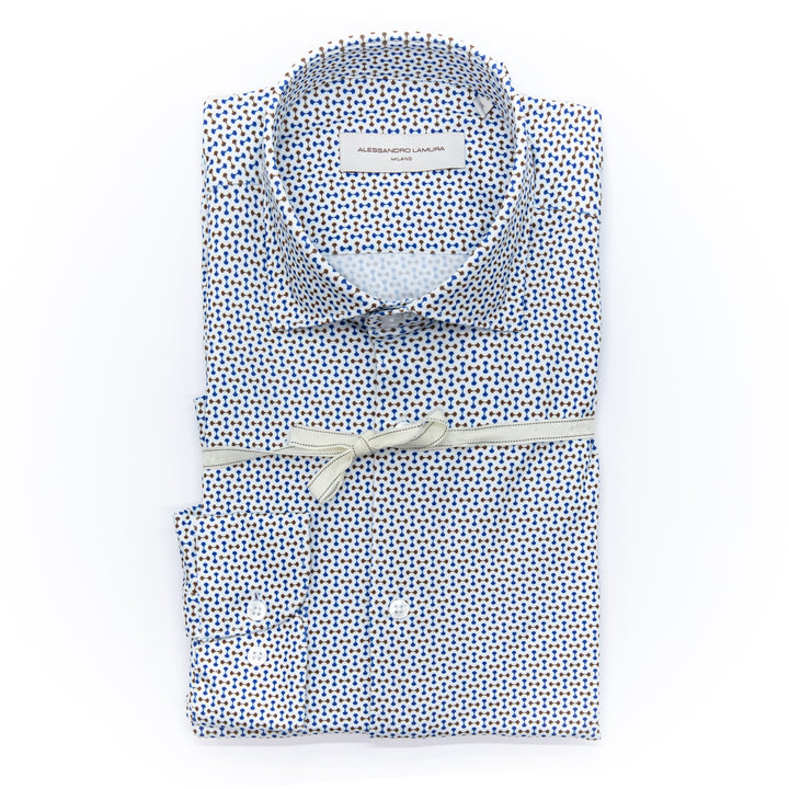 Camicia Microfantasia Azzurra e Marrone