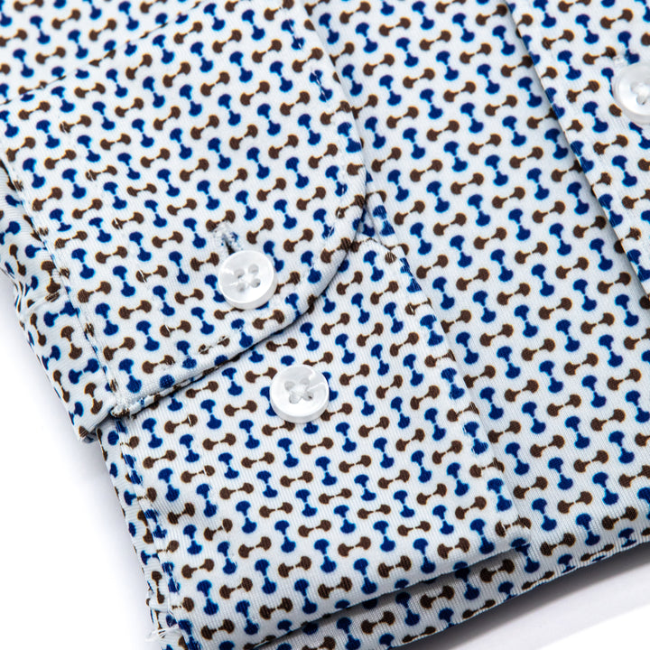 Camicia Microfantasia Azzurra e Marrone