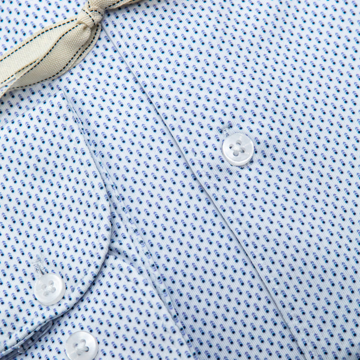 White Shirt Embroidered with Black Floral Details