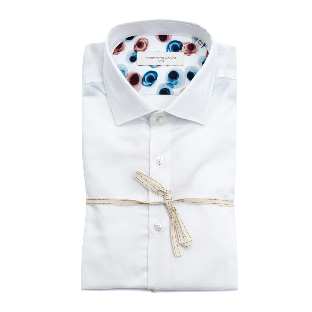 White Micro Stripe Shirt with Patterned Interior