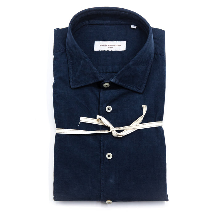 Camicia Blu Notte in Velluto a Coste