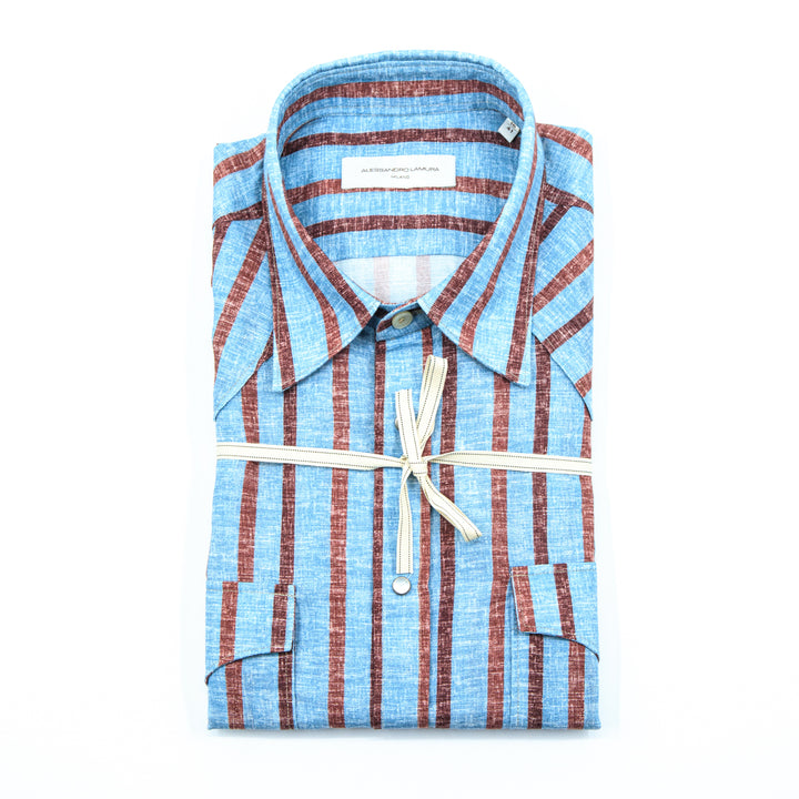 Camicia Righe Azzurra e Bordeaux