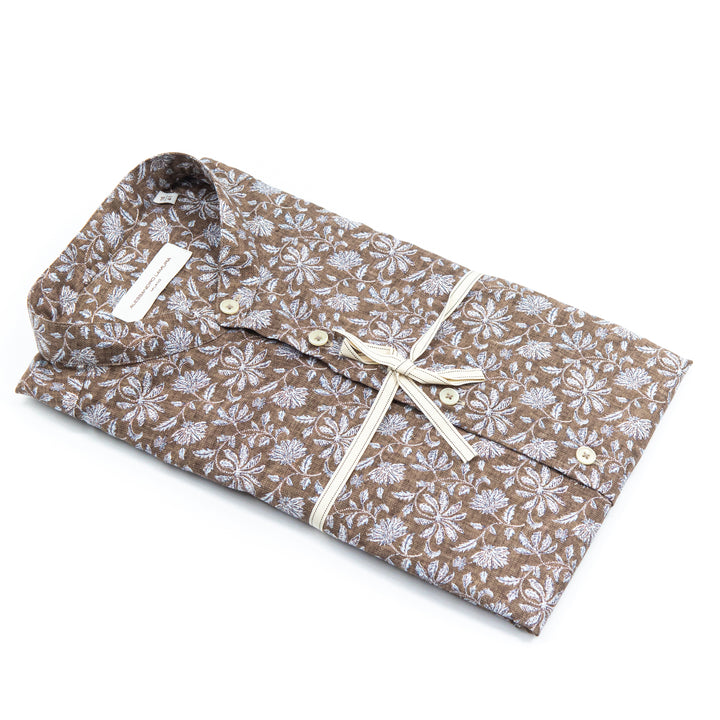 Brown Floral Print Shirt