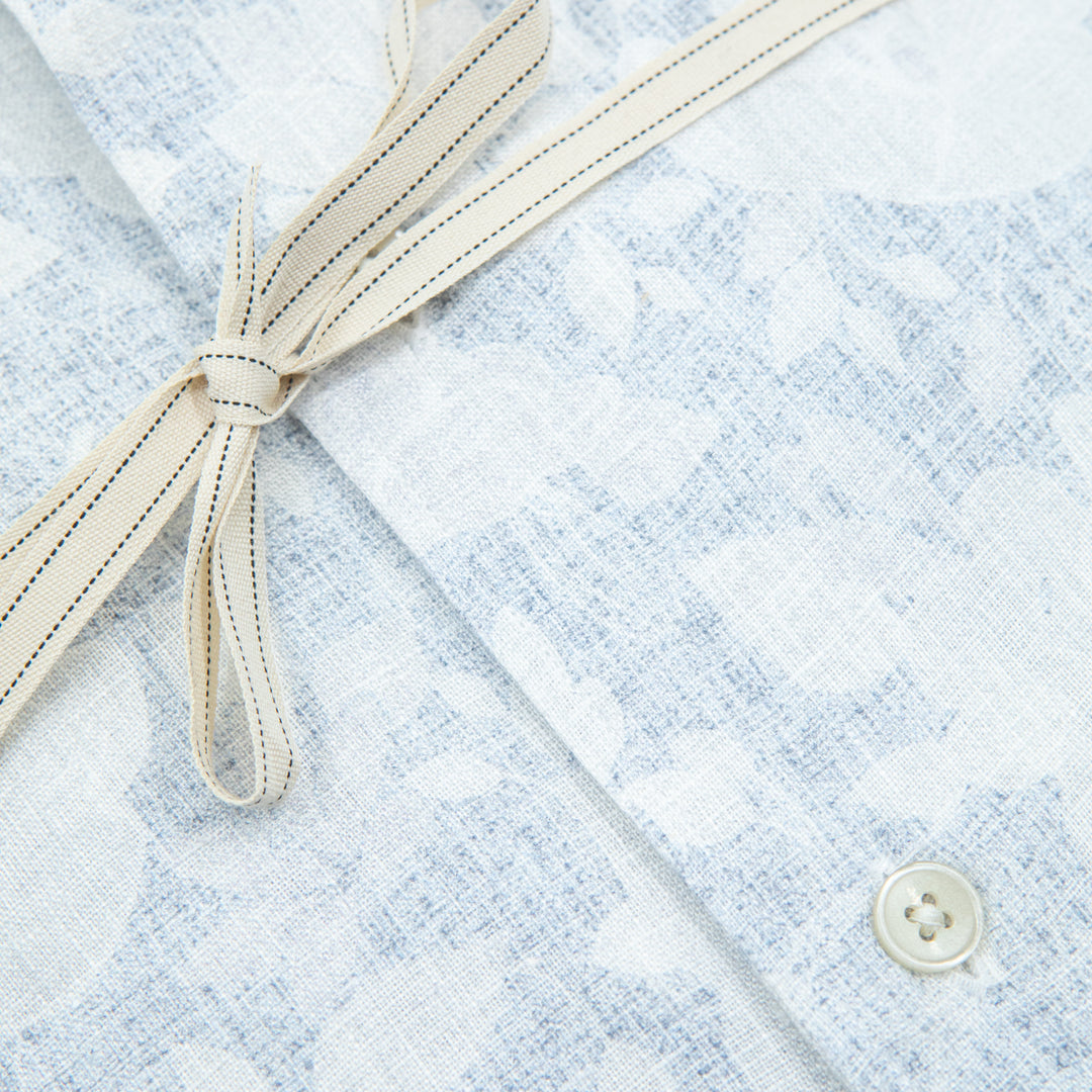 Camicia Azzurra Fantasia Floreale Ton Sur Ton