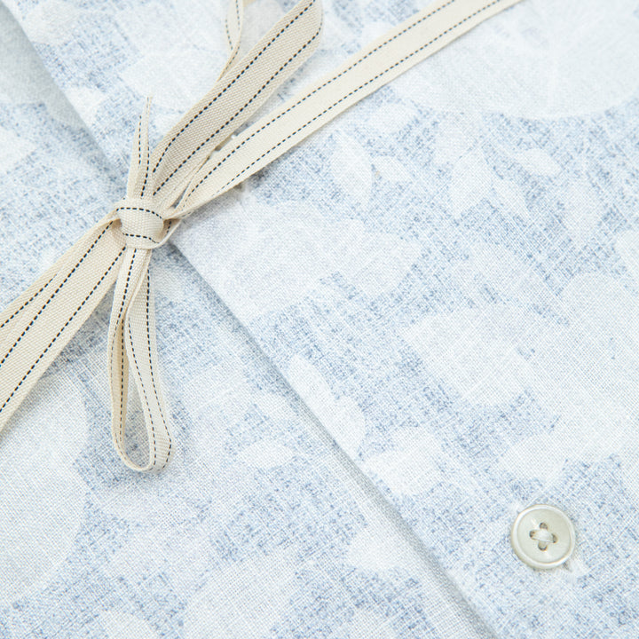 Camicia Azzurra Fantasia Floreale Ton Sur Ton