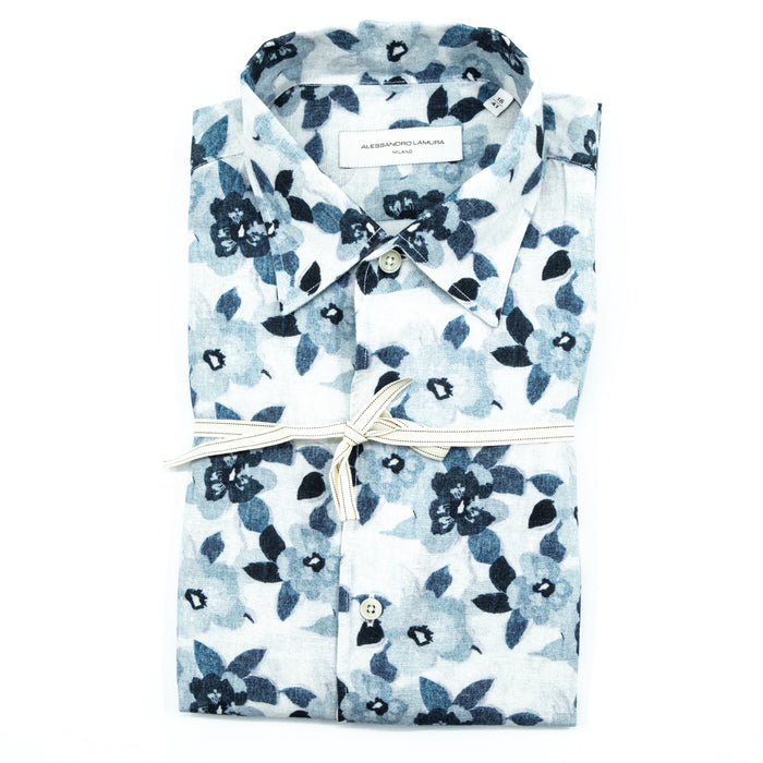 Camicia Fantasia Floreale Azzurro e Blu