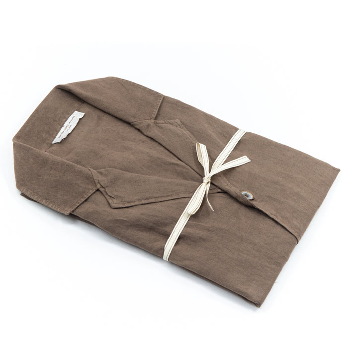 Camicia Marrone in Lino Mezza Manica