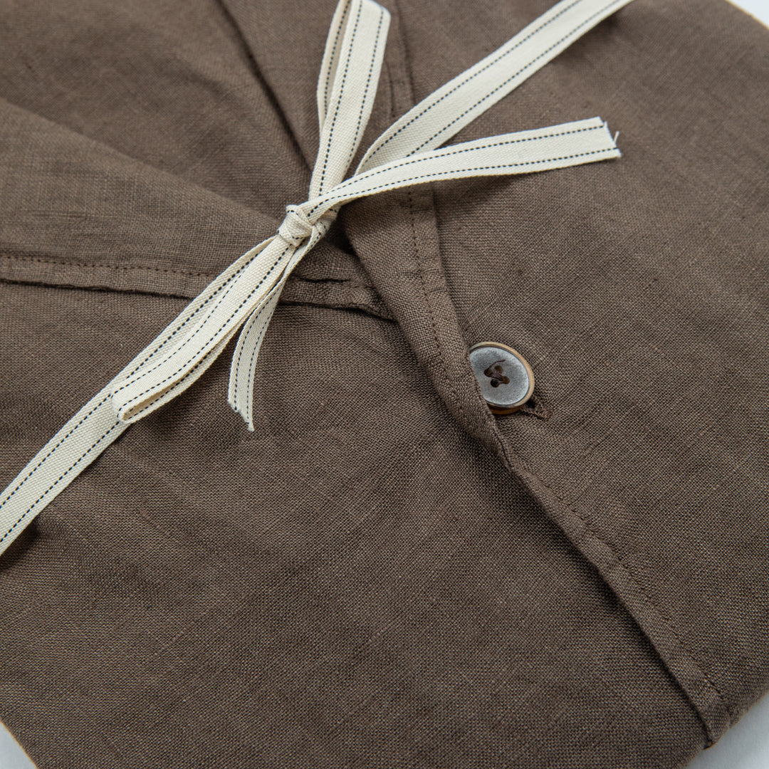 Camicia Marrone in Lino Mezza Manica