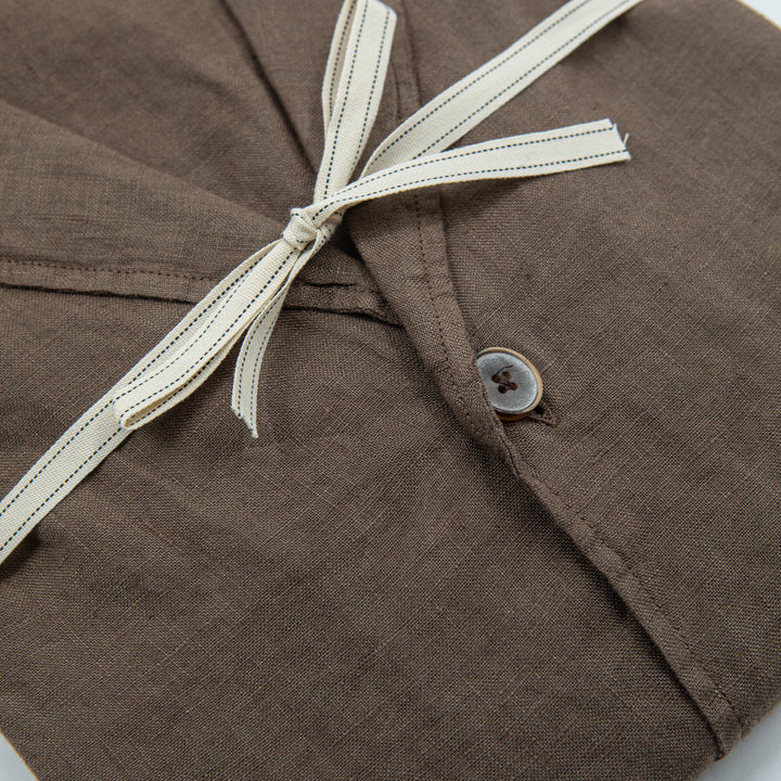 Camicia Marrone in Lino Mezza Manica