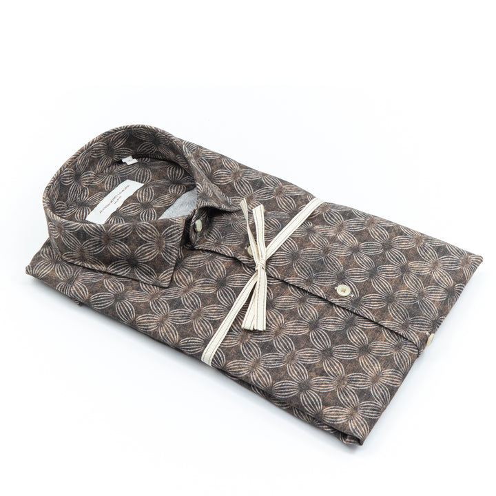 Camicia Fantasia Geometrica Marrone
