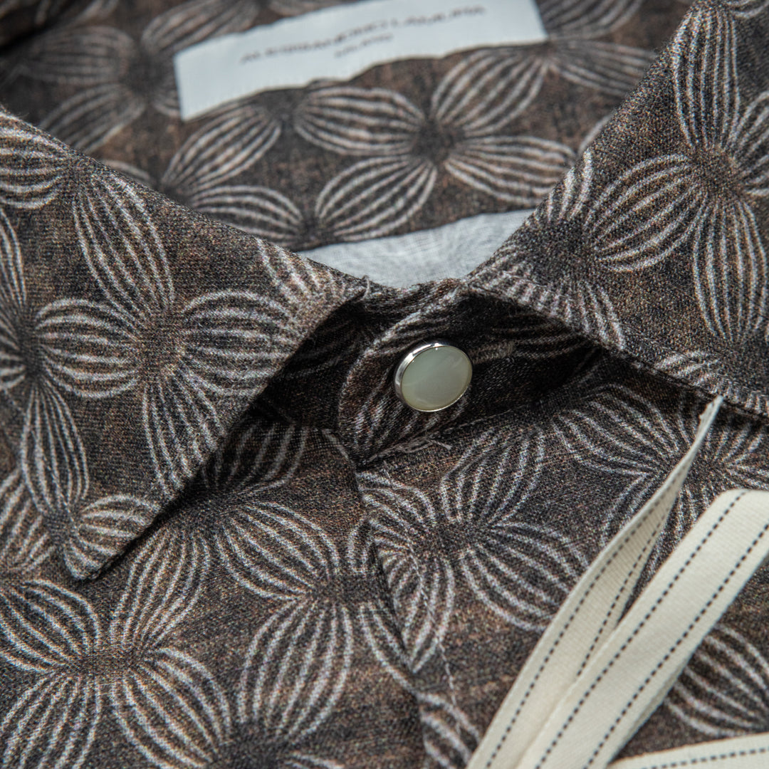 Camicia Fantasia Geometrica Marrone