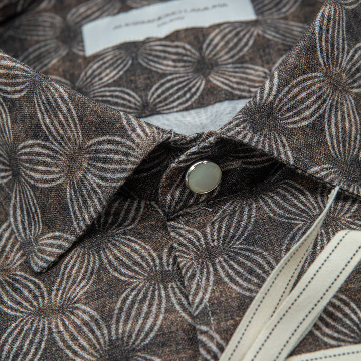 Camicia Fantasia Geometrica Marrone