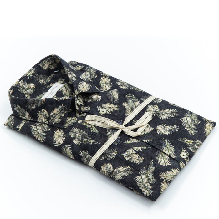 Camicia Fantasia Foglie Nero e Verde