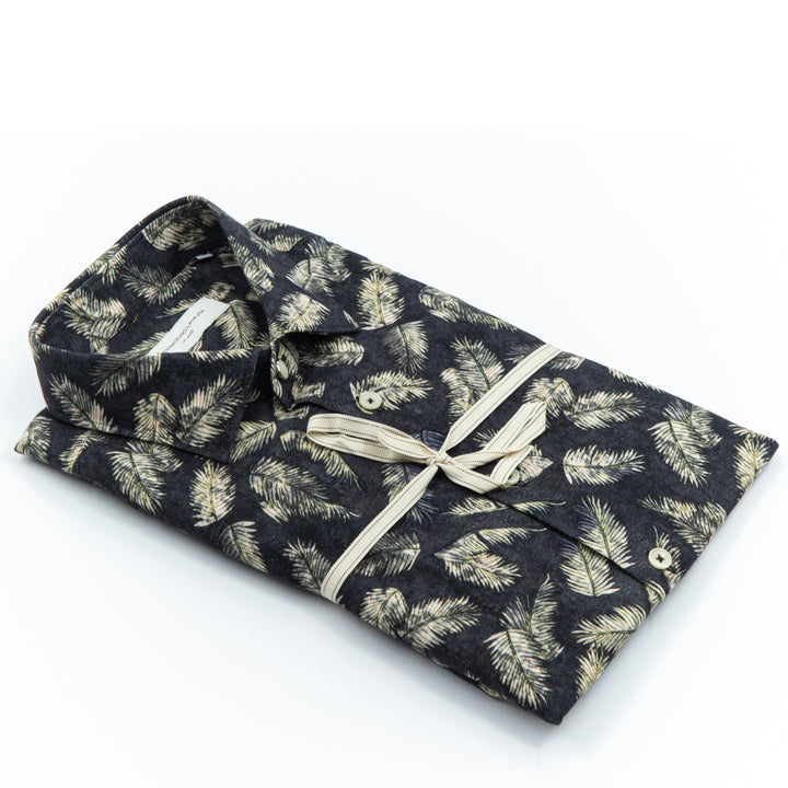 Camicia Fantasia Foglie Nero e Verde