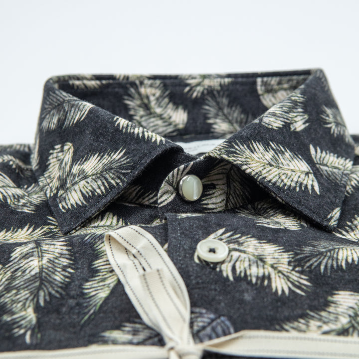 Camicia Fantasia Foglie Nero e Verde