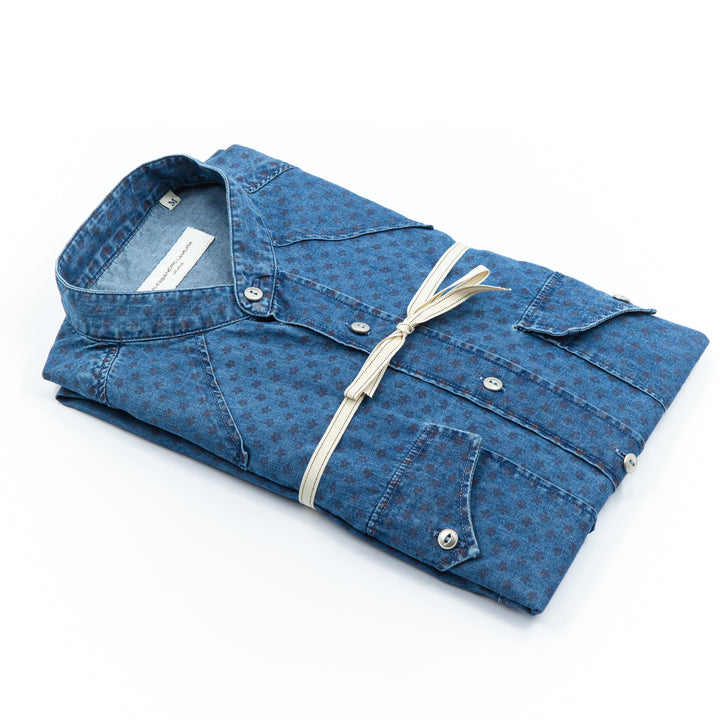 Micro-Patterned Denim Shirt