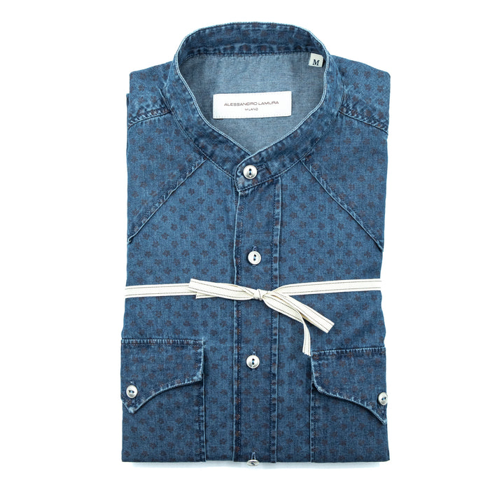 Micro-Patterned Denim Shirt