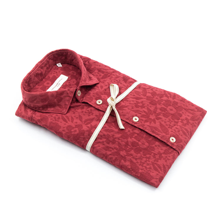 Camicia Uomo Rossa Fantasia Tone-on-Tone