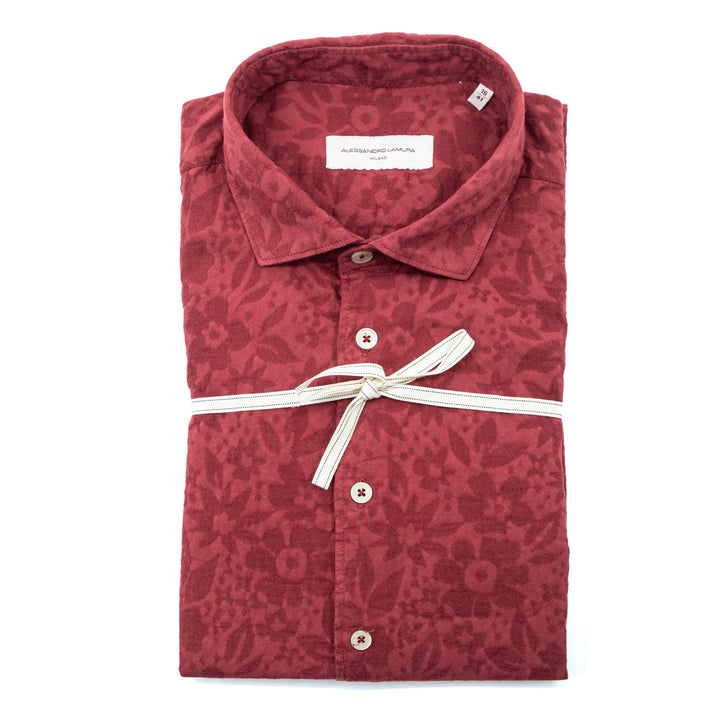 Camicia Uomo Rossa Fantasia Tone-on-Tone