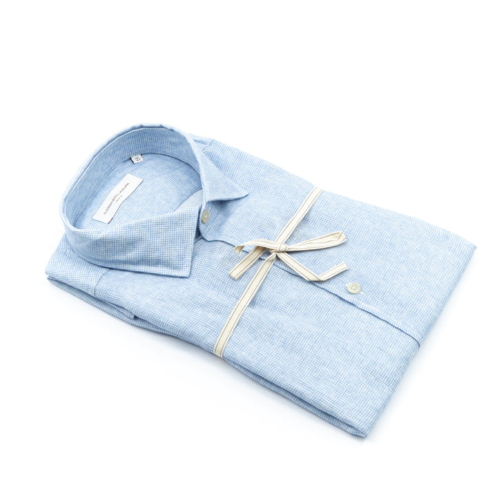 Light Blue Micro-Pattern Shirt