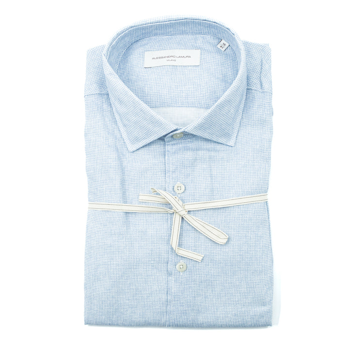 Light Blue Micro-Pattern Shirt
