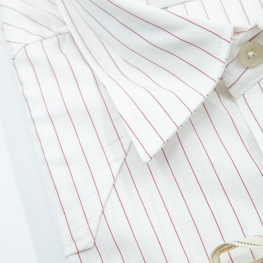 White Striped Shirt with Red Micro Stripe