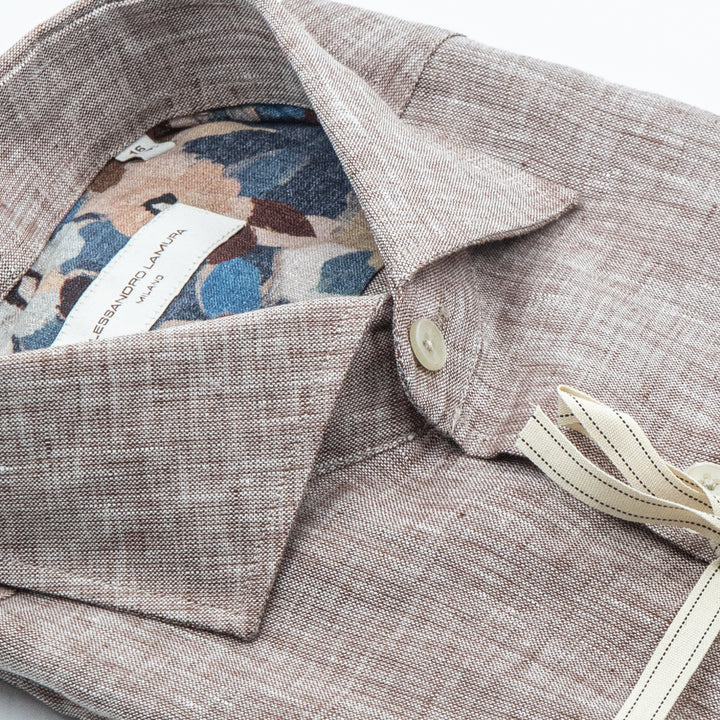 Slubbed Beige Linen Cotton Shirt