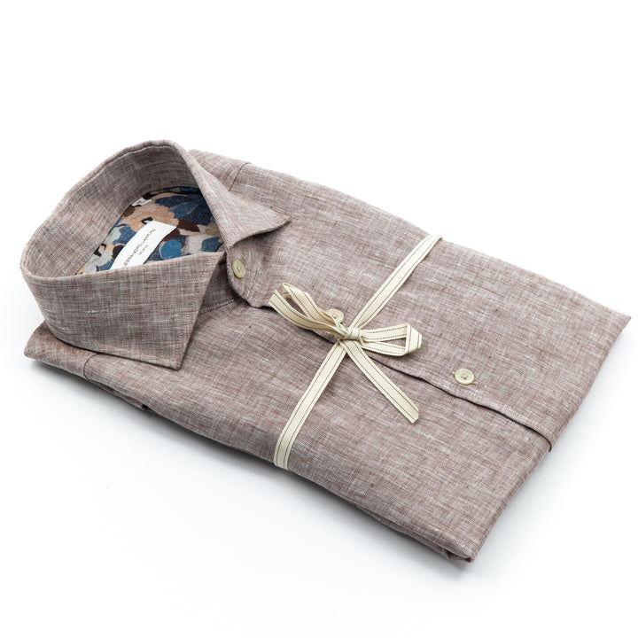 Slubbed Beige Linen Cotton Shirt