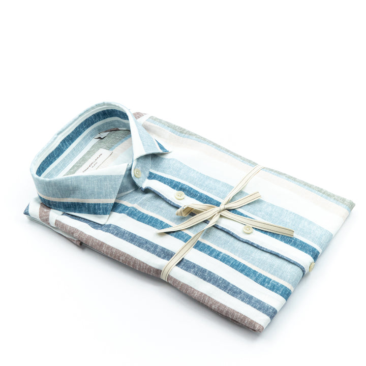 Multicolor Striped Light Blue Shirt