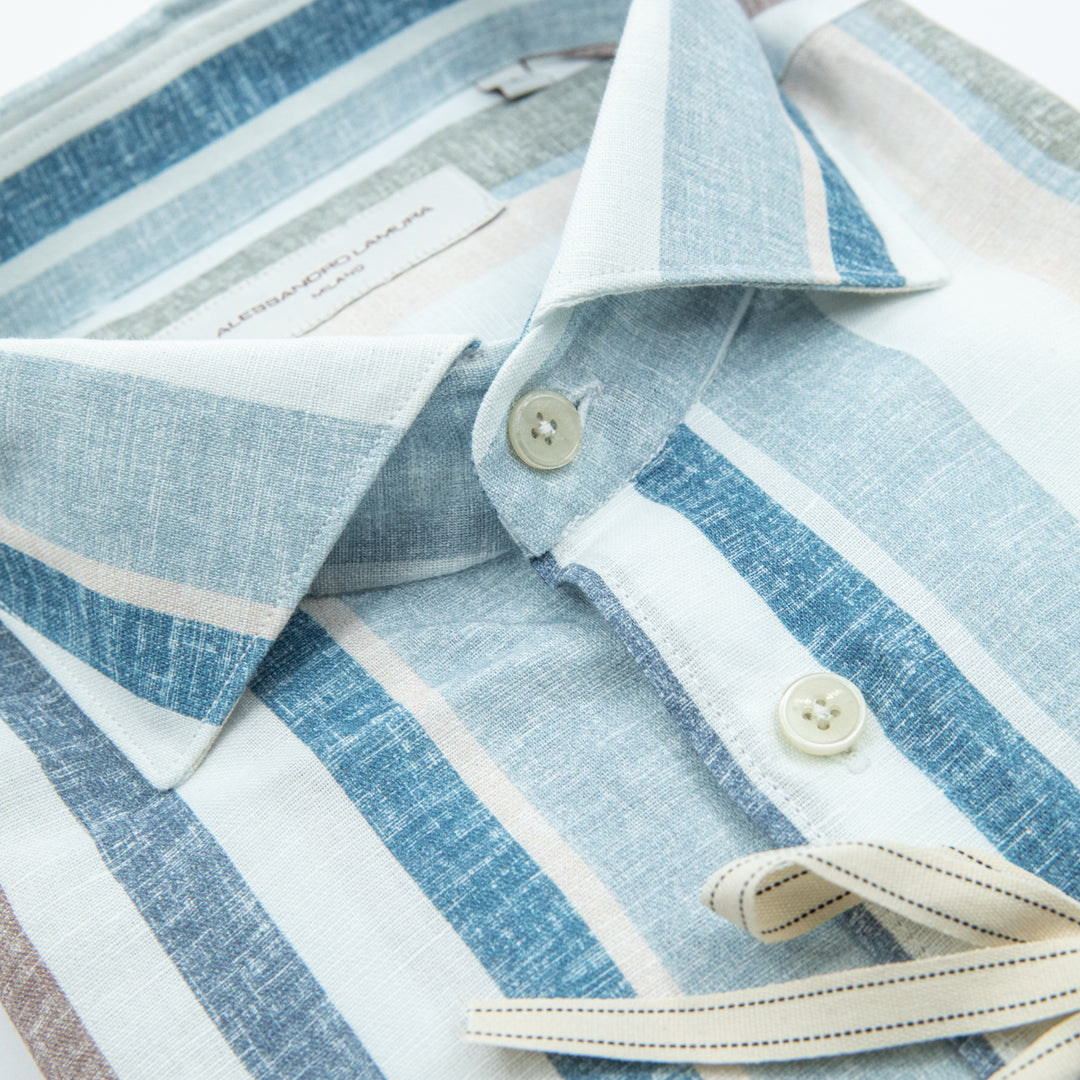 Multicolor Striped Light Blue Shirt
