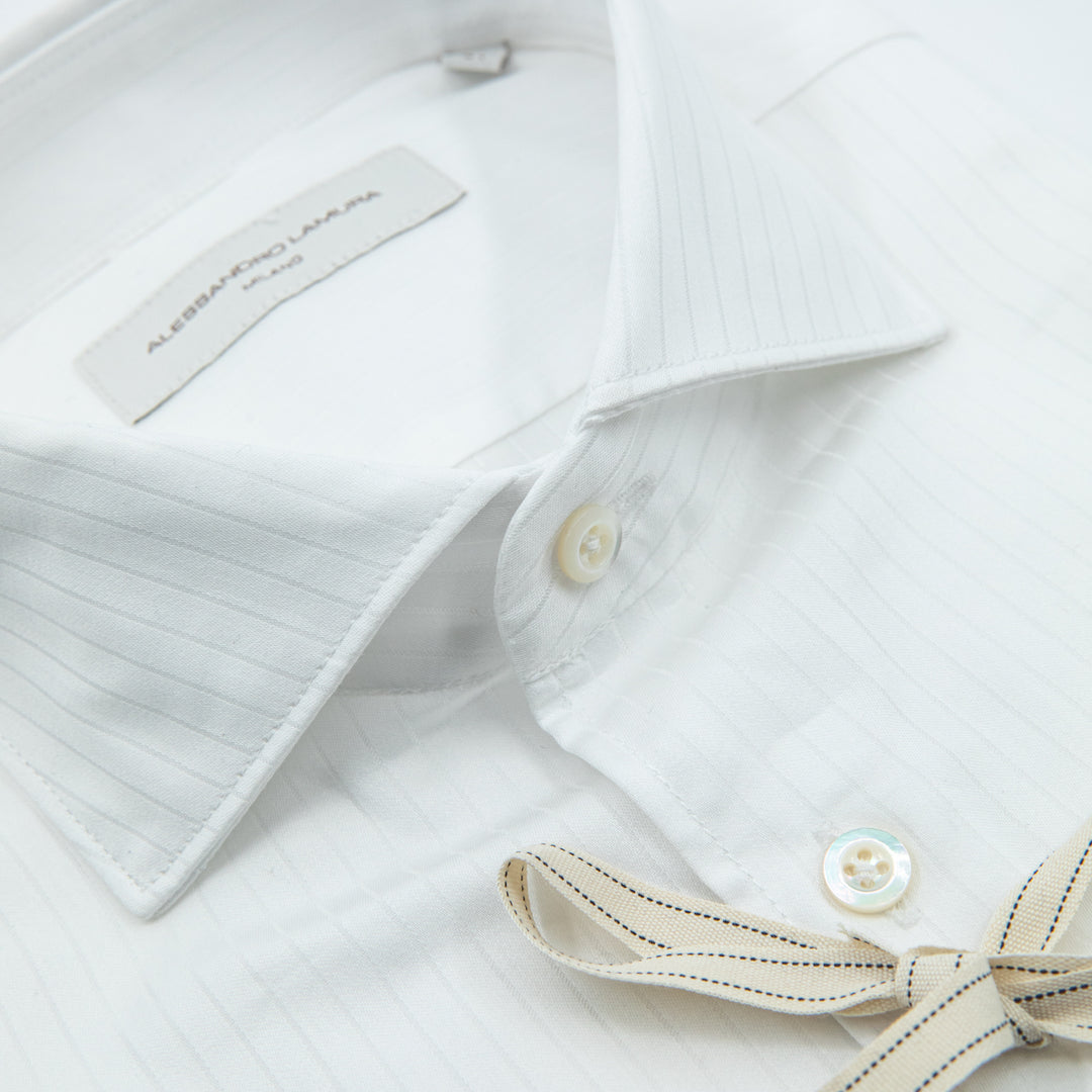 Camicia Bianca a Righe Tone-on-Tone