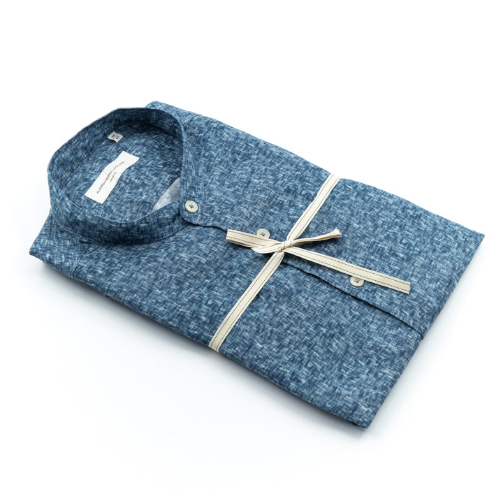 Blue Mandarin Collar Shirt
