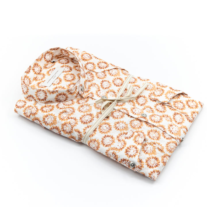 Orange Floral Pattern Shirt