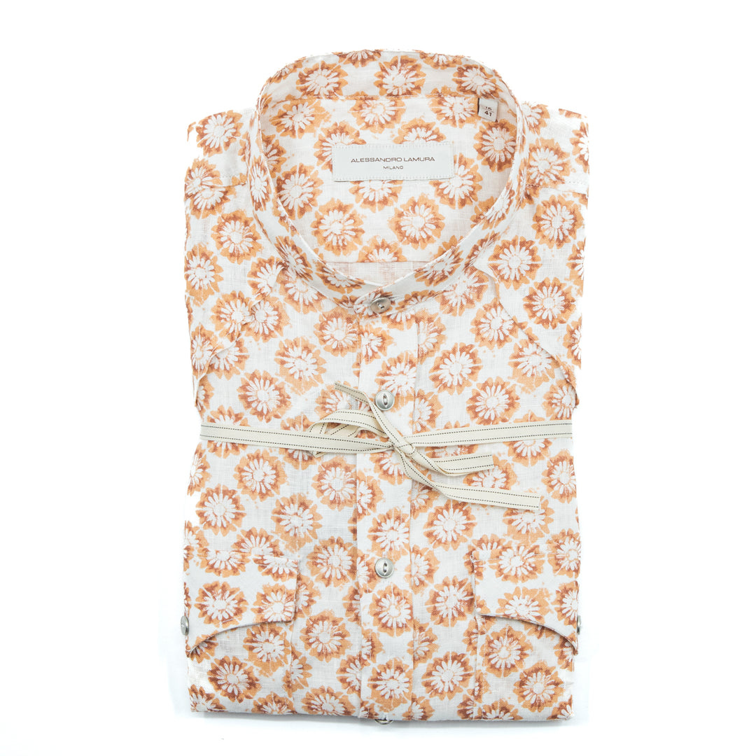 Orange Floral Pattern Shirt